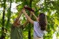 The senior man exercising in the park, using resistance band. Royalty Free Stock Photo