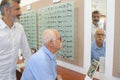 senior man trying on optical glasses Royalty Free Stock Photo