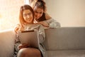 Senior mom and her daughter are hugging Royalty Free Stock Photo