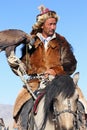 Senior Mongolian horseman in traditional clothing Royalty Free Stock Photo