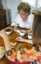 Senior mother and daughter playing domino Royalty Free Stock Photo