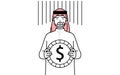 Senior Muslim Man an image of exchange loss or dollar depreciation Royalty Free Stock Photo
