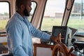 Senior Navigation Officer Navigating his Ship Royalty Free Stock Photo