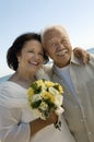 Senior Newly wed couple outdoors (portrait) Royalty Free Stock Photo