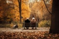 Senior old couple bench. Generate Ai