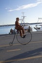 Senior and old cycle cycling through history event