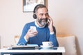 Senior man enjoying his favorite music Royalty Free Stock Photo