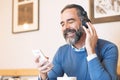 Senior man enjoying his favorite music Royalty Free Stock Photo