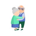 Senior old woman give a lovely hug to senior husband