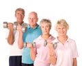 Senior older people lifting weights