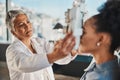 Senior optometrist woman, eye exam patient and medical goal in hospital, consulting room and office with help. Elderly Royalty Free Stock Photo