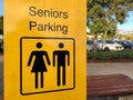 Senior Parking Sign In A Public Parking Lot