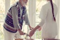 Senior in nursing home with helpful nurse in white uniform Royalty Free Stock Photo