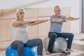 senior people exercising on fitness ball Royalty Free Stock Photo