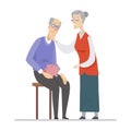 Senior people having financial problems - flat design style illustration Royalty Free Stock Photo