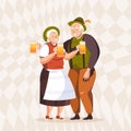 Senior people in traditional clothes drinking beer celebrating Oktoberfest party Royalty Free Stock Photo