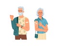 Senior people after vaccination showing ok gesture Royalty Free Stock Photo