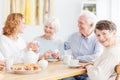 Senior people visiting old friends Royalty Free Stock Photo