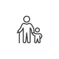 Senior person and child line icon