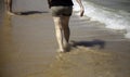 Person walking beach Royalty Free Stock Photo