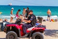 Senior police oficer on patrol Fort Lauderdale Beach Spring Break 2024 Royalty Free Stock Photo