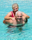 Senior Pool fun Royalty Free Stock Photo