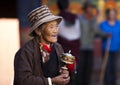 Senior prayer in Tibet