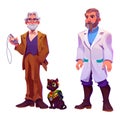 Senior professor, male scientist, egyptian cat