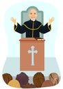 Senior protestant priest gives his sermon from church pulpit