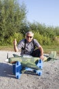 Senior RC modeller and his new plane model Royalty Free Stock Photo