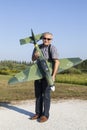 Senior RC modeller and his new plane model Royalty Free Stock Photo