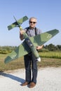Senior RC modeller and his new plane model Royalty Free Stock Photo