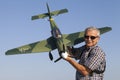 Senior RC modeller and his new plane model Royalty Free Stock Photo