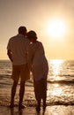 Senior Romantic Couple Sunset Tropical Beach Royalty Free Stock Photo