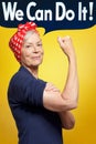 Senior rosie riveter we can do it text Royalty Free Stock Photo