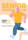 Senior running club poster with jogging old man