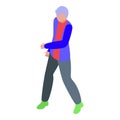 Senior running outdoor icon isometric vector. Happy pensioner