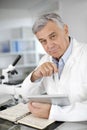 Senior scientist in laboratory Royalty Free Stock Photo