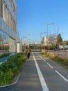 Senior single man on empty street near Rhena hospital at the French-German