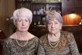 Senior sisters with matching leopard outfits Royalty Free Stock Photo