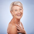 Senior, skincare and beauty portrait of a elderly woman feeling happy about skin health facial. Model face with cosmetic Royalty Free Stock Photo