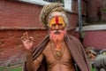Senior spiritual disciple with dreadlocks at the temple in Kathmandu in Nepal