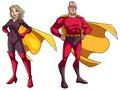 Senior Superhero Couple on White