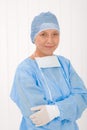 Senior surgeon female with operation clothes mask Royalty Free Stock Photo