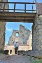 Senior tourist in Kamieniec Castle