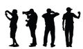 Senior tourist photographer with camera vector silhouette. Royalty Free Stock Photo