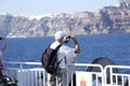 Senior tourist on a ship