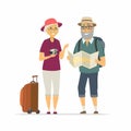 Senior tourists - cartoon people character isolated illustration Royalty Free Stock Photo