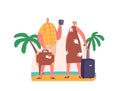 Senior Tourists Couple Visiting in Exotic Country. Old Woman and Man Characters with Luggage and Passports in Journey Royalty Free Stock Photo