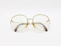 Senior Used Rusty Dirty Reading Glasses Frame and Case in White Isolated Background 02 Royalty Free Stock Photo